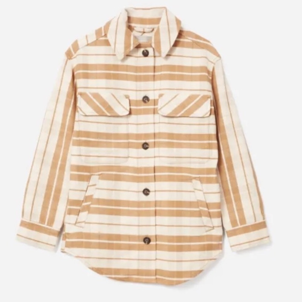🆕EVERLANE *NWT*🆕 Plaid SHACKET CAMEL & IVORY size XXS